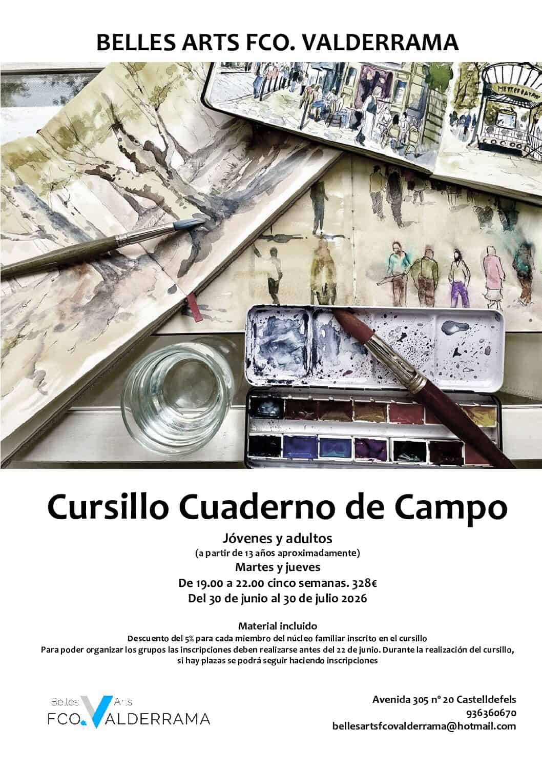 Cartel del Cursillo Cuaderno de Campo en Castelldefels, verano 2026