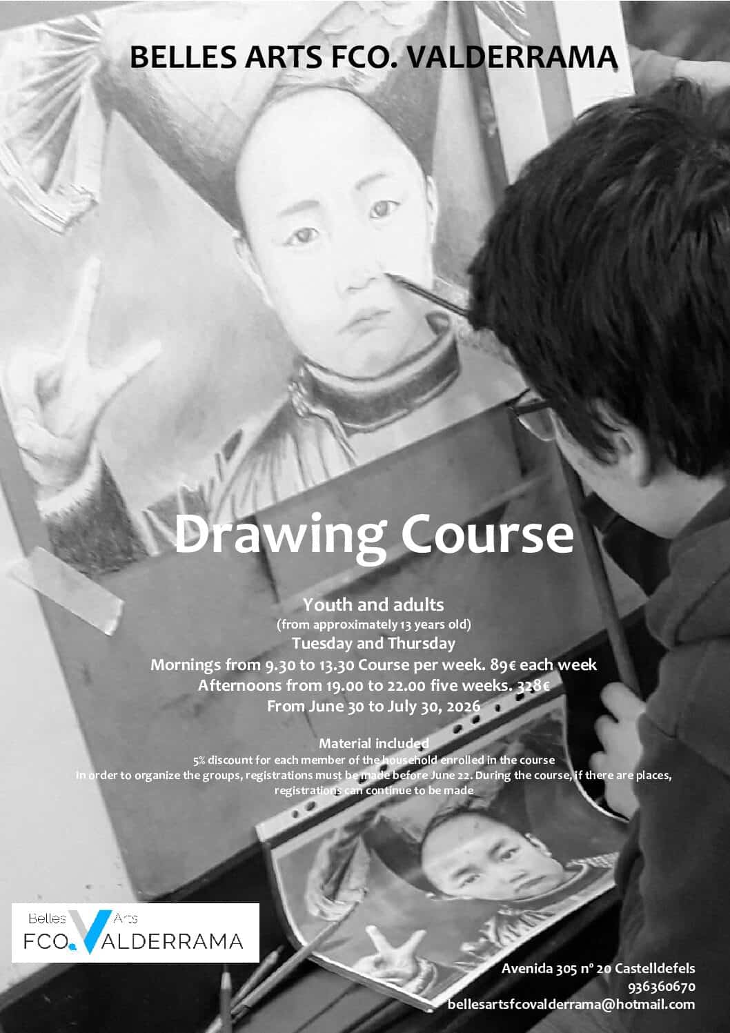 Drawing Course poster, Castelldefels summer 2026