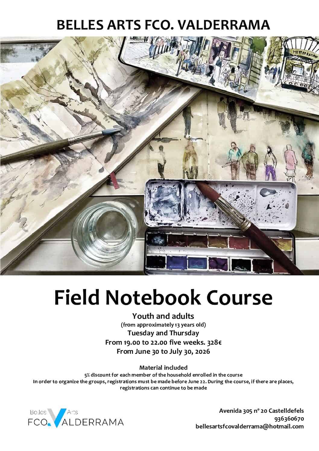 Field Notebook Course poster, Castelldefels summer 2026